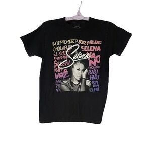 Selena‎ Official Merchandise Black Graphic T-Shirt Size S Pop Star Como LA Flor